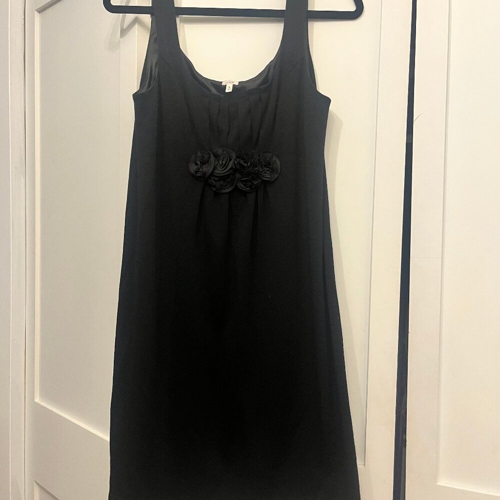 J. Crew black wool tank dress with rosette